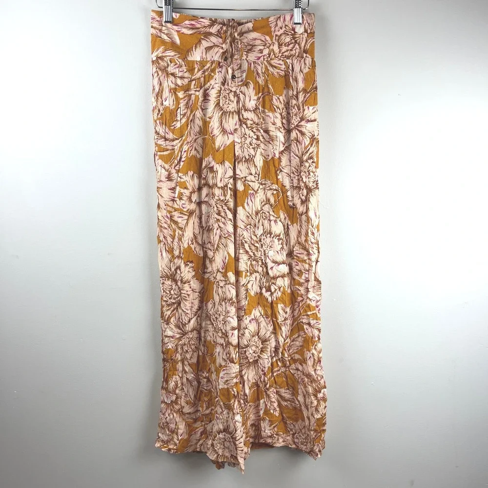 2/$30 New with tag Band of The Free Tan Arizona Gold Floral Wide Leg Pants Small - Picture 5 of 9